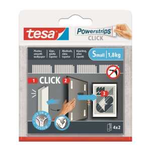 tesa Klettband selbstklebend Powerstrips Click Small 8 Stück bis 1,8kg