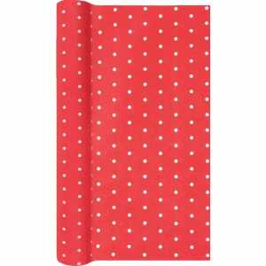 Home Fashion Tischläufer Airlaid Mini Dots red/white 490X40CM