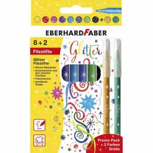 Eberhard Faber Filzstifte Glitzer 3mm Promo Pack 8+2 Stück