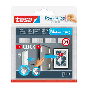 tesa Klettband selbstklebend Powerstrips Click Medium 8 St bis 5,4kg