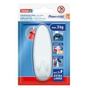 tesa Wandhaken selbstklebend Powerstrips XL Oval weiß bis 3kg