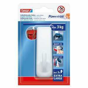 tesa Wandhaken selbstklebend Powerstrips XL Rechteck weiß bis 3kg