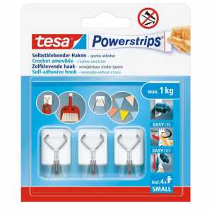 tesa Wandhaken selbstklebend Powerstrips S weiß bis 1kg