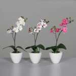 Kunstblume Orchidee im weißen Keramiktopf 36cm...