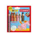 STABILO Buntstifte woody 3in1 Einhorn Design 6 Stück mit Spitzer