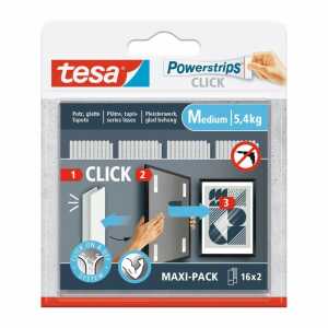 tesa Klettband selbstkleb Powerstrips Click Medium 32 Stück bis 5,4kg