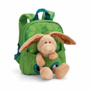 NICI Rucksack mit Plüschtier Hase grün 21x26cm