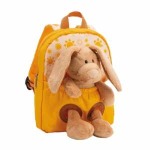 NICI Rucksack mit Plüschtier Hase gelb 21x26cm