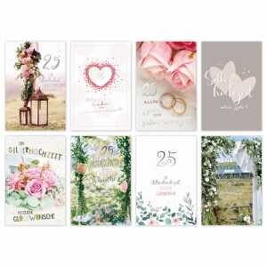 Glückwunschkarten Silberhochzeit 100 Stück 8fach sortiert