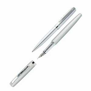 ONLINE Füllhalter und Kugelschreiber Eleganza mit Lederetui silver Box