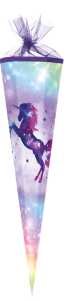 Nestler Schultüte Tüllv. 85 cm 6-eckig Galaxy Unicorn