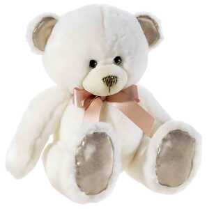 Heunec Bär PEARLIE Creamie mit Rosé-Schleife mittel Größe 23 cm