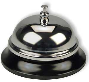 Rheita Tischklingel Ganzmetall mit verchromter Glocke,schwarz, 8,5 cm