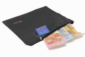 Rheita Geldtasche-Banktasche aus Nylon mit Reißverschluss, schwarz