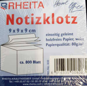 Rheita Notizklotz einseitig geleimt, weiß, 850 Blatt, 80g/m²