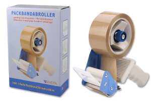 Abroller für Packbänder 1 Rolle Packband braun 50 mm x 66 Meter Metall