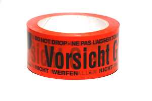 Rheita Signalband "Vorsicht Glas" 50 mm x 66 m, rot, 40 my