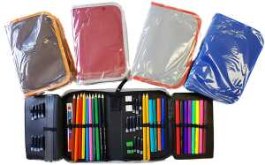 Schüleretui, 50-teilig, farblich sortiert, abwaschbares Material