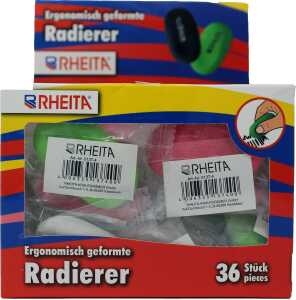 Rheita ergonomische Radierer, PVC-frei, farblich sortiert