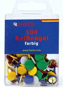 Rheita Reissnägel, farblich sortiert, 100 Stück in Klarsichtbox