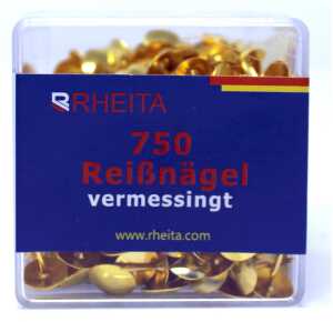 Rheita Reissnägel, messing, 750 Stück in Klarsichtbox