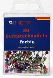 Rheita Bundstecknadeln, farblich sortiert, 80 Stück in Klarsichtbox