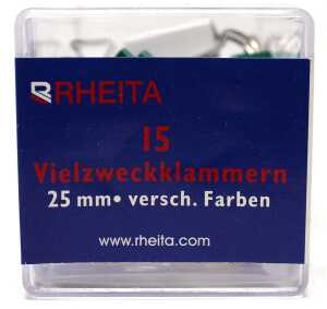 Foldback-Klammern 25 mm, farblich sortiert, 15 Stück in Klarsichtbox