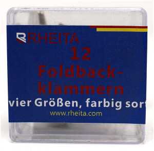 Foldback-Klammern diverse Größen und farblich sortiert, 12 Stück