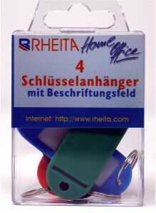 Schlüsselanhänger mit Beschriftungsfeld, farblich sortiert, 4 Stück