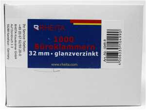 Rheita Büroklammern 32 mm, vernickelt, 1000 Stück in Box
