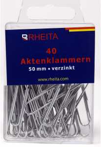 Rheita Aktenklammern 50 mm, vernickelt, 40 Stück in Klarsichtbox