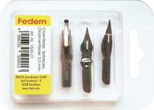 Federnset 3mm, Crown- Spitz- Ornamentfeder,3 Stück in Klarsichtbox