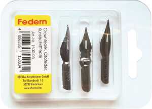 Federnset, Crown- Cito- Kunstschriftfeder, 3 Stück in Klarsichtbox