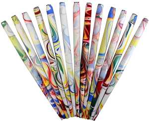 Federhalter für eine Feder, Buche, marmoriert, versch Farben, 13 cm