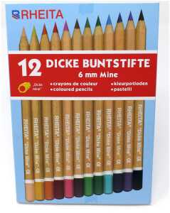 Jumbo-Buntstifte, naturbelassen, Mine 6mm, hexagonal, 12 Stück