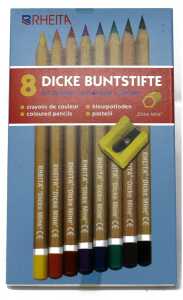 Jumbo-Buntstifte, naturbelassen, Mine 6 mm, Einfachspitzer, 8 Stück