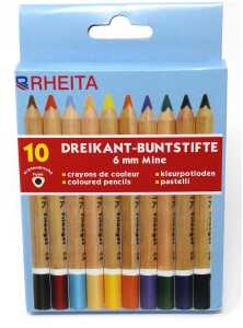 Jumbo-Buntstifte kurz 12 cm lang, Mine 6 mm, triagonal, 10 Stück
