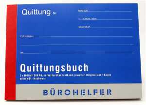 Quittungsbuch selbstdurschreibend mit MwSt.-Nachweis, A6, 2 x 40 Blatt