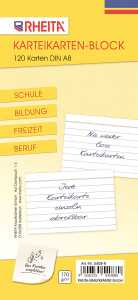 Rheita Karteikartenblock, liniert, DIN A8, 170g/m², 120 Karten,