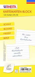 Rheita Karteikartenblock, blanko, DIN A8, 170g/m², 120 Karten,