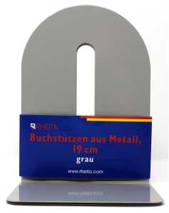 Rheita Buchstützen aus Metall abgerundete Kanten, grau, 19 cm