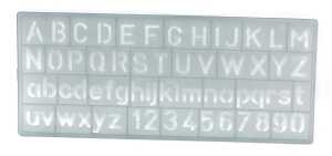 Rheita Schriftschablone, transparent, 10 mm Schrifthöhe, A-Z und 0-9