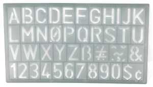 Rheita Schriftschablone, transparent, 20 mm Schrifthöhe, A-Z, 0-9