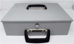 Geldkassette-Euro "Premium" mit Münz-und Geldscheineinsatz grau