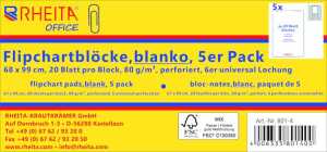 5 Flipchartblöcke 68 x 99 cm, blanko, 20 Blatt pro Block, 80 g/m²,