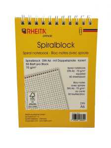Rheita 2er Pack Doppel-Spiralblöcke A6 kariert 50 Bl pro Block, 70g/m²