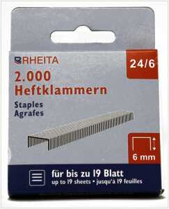 Rheita Heftklammern Nr. 24/6, 2.000 Stück in Pappschachtel