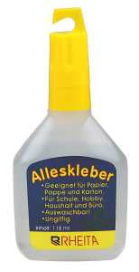 Alleskleber, lösungsmittelfrei, ungiftig, Flasche mit Verstreicher