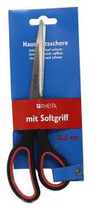 Büro/Haushaltsschere 21,5 cm auf Nietkarte mit schwarz/rotem Softgriff