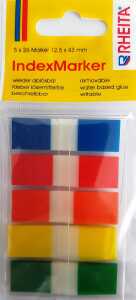Rheita Indexe aus Folie im Spender, 5 Farben, 12,5 x 43 mm, 130 Blatt